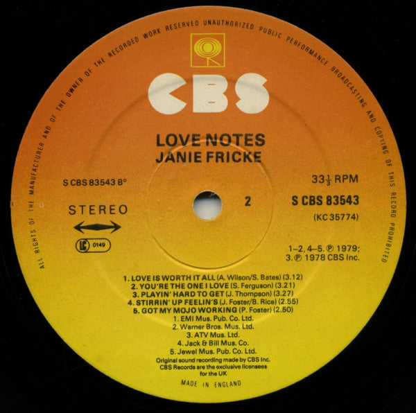 Janie Fricke : Love Notes (LP)
