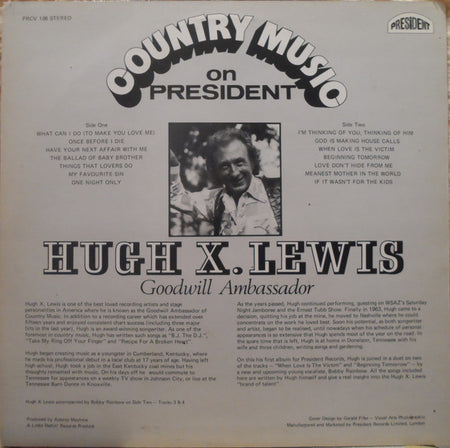 Hugh X. Lewis : Goodwill Ambassador (LP, Album)