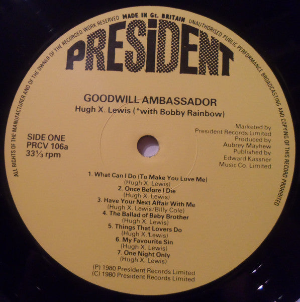 Hugh X. Lewis : Goodwill Ambassador (LP, Album)