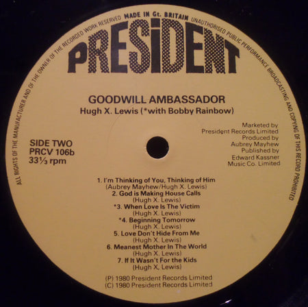 Hugh X. Lewis : Goodwill Ambassador (LP, Album)