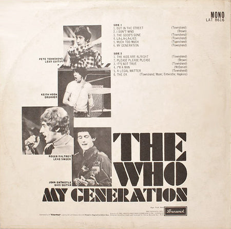 The Who : My Generation (LP, Album, Mono)