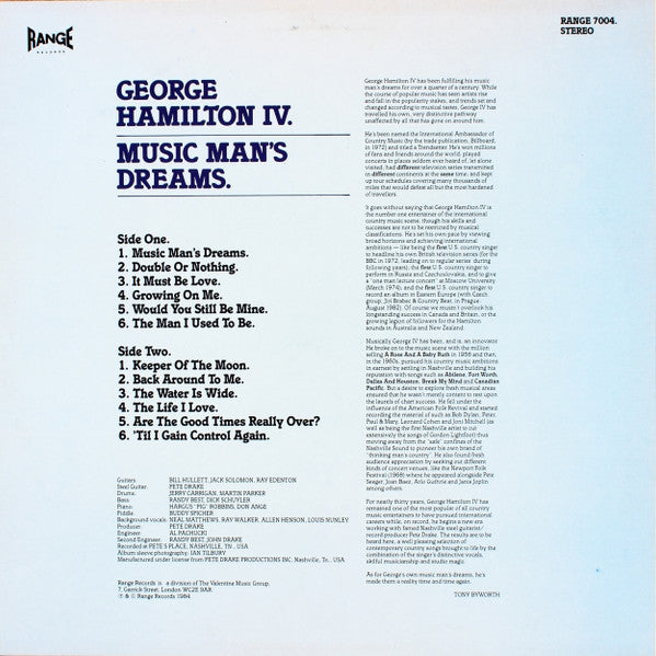 George Hamilton IV : Music Man's Dreams (LP, Album)