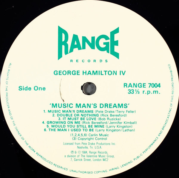 George Hamilton IV : Music Man's Dreams (LP, Album)