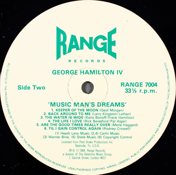 George Hamilton IV : Music Man's Dreams (LP, Album)