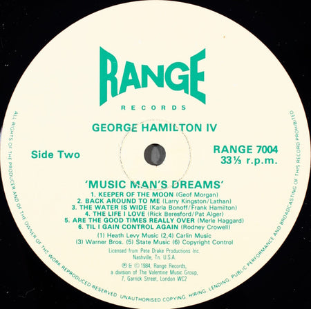 George Hamilton IV : Music Man's Dreams (LP, Album)