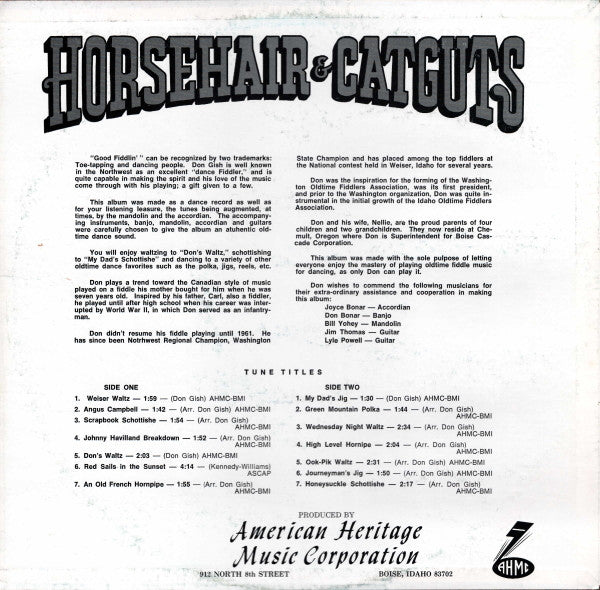 Don Gish : Horsehair & Catguts (LP, Album)