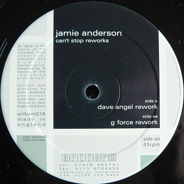 Jamie Anderson : Can't Stop Reworks (12")
