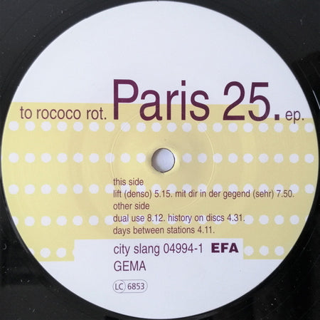 To Rococo Rot : Paris 25 (12", EP)