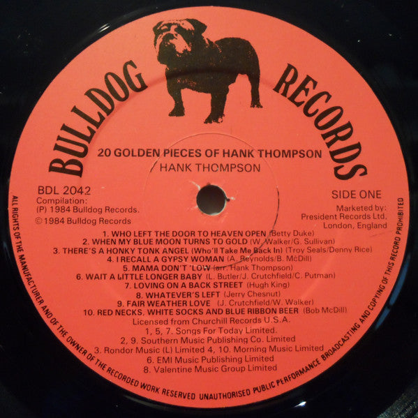 Hank Thompson : 20 Golden Pieces Of Hank Thompson (LP, Album, Comp)