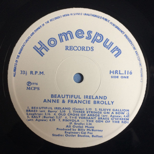 Anne And Francie Brolly : Beautiful Ireland (LP)