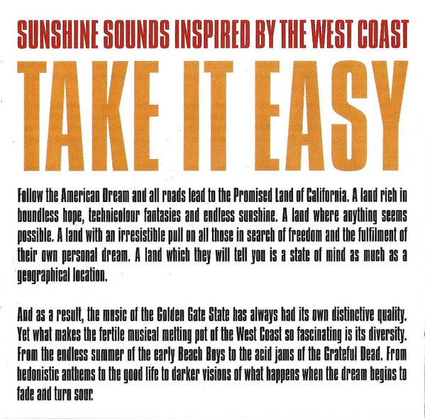 Various : Take It Easy (2xCD, Album, Comp)