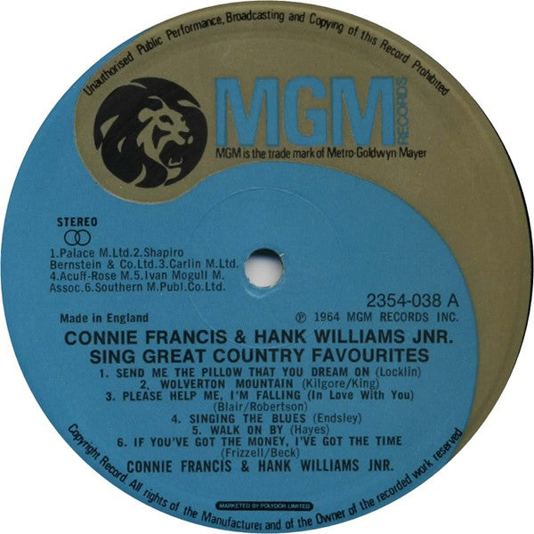 Connie Francis And Hank Williams Jr. : Sing Great Country Favorites (LP, Album, RE)