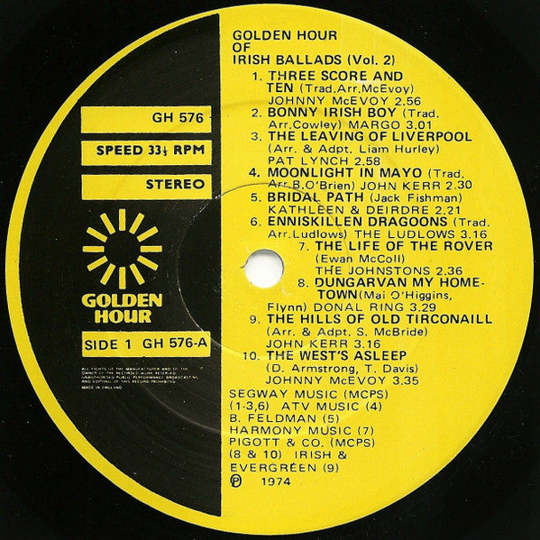 Various : Golden Hour Of Irish Ballads Vol. 2 (LP, Comp)