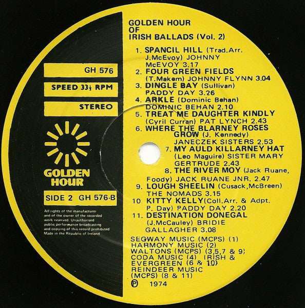 Various : Golden Hour Of Irish Ballads Vol. 2 (LP, Comp)