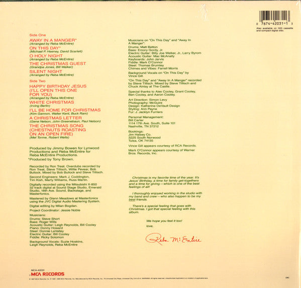 Reba McEntire : Merry Christmas To You (LP, Album, Club, CRC)