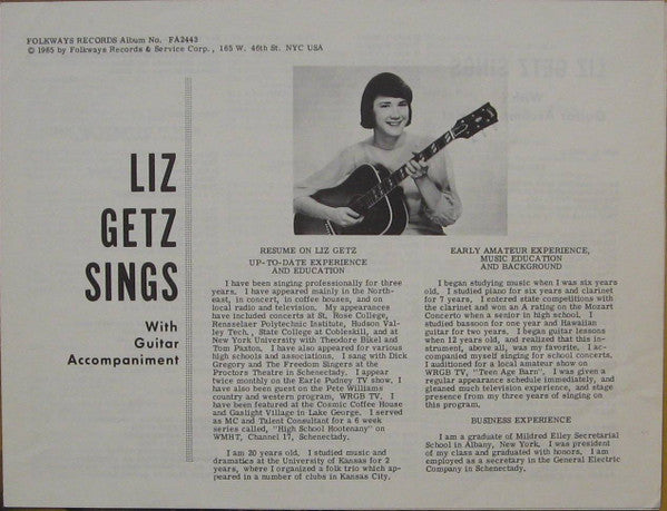 Liz Getz : Liz Getz Sings (LP, Album)