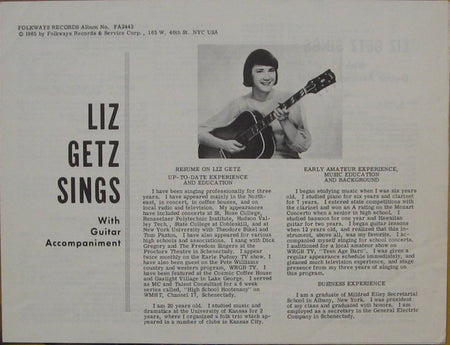 Liz Getz : Liz Getz Sings (LP, Album)