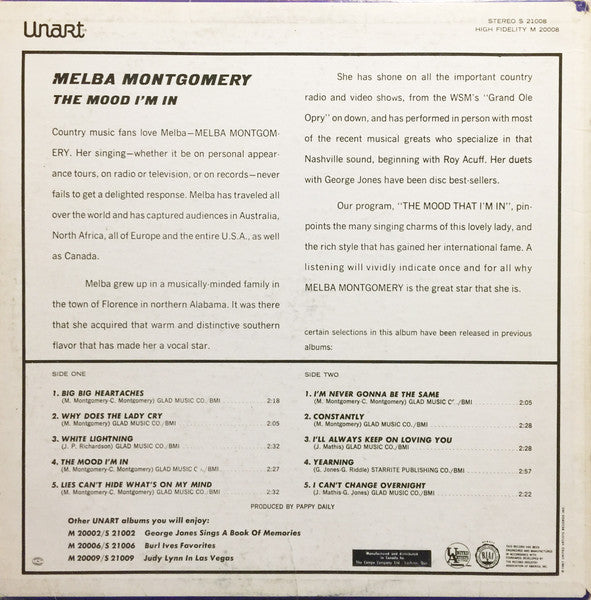 Melba Montgomery : The Mood I'm In (LP, Comp)