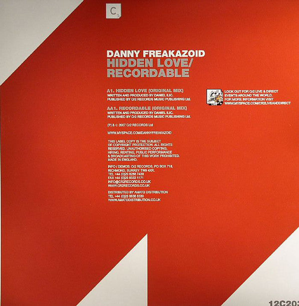 Danny Freakazoid : Hidden Love / Recordable (12")