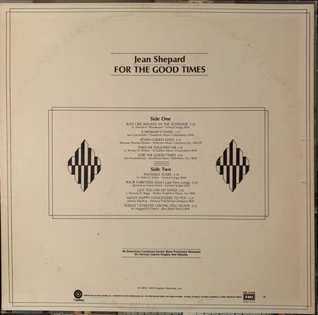 Jean Shepard : For The Good Times (LP, Comp)
