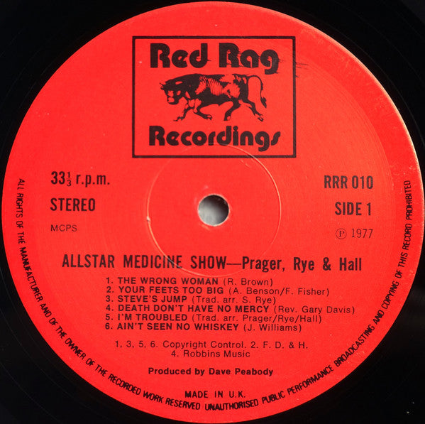 Simon Prager, Steve Rye, Bob Hall (3) : All-Star Medicine Show (LP, Album)
