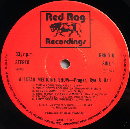 Simon Prager, Steve Rye, Bob Hall (3) : All-Star Medicine Show (LP, Album)