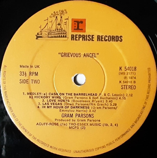 Gram Parsons : Grievous Angel (LP, Album, 1st)