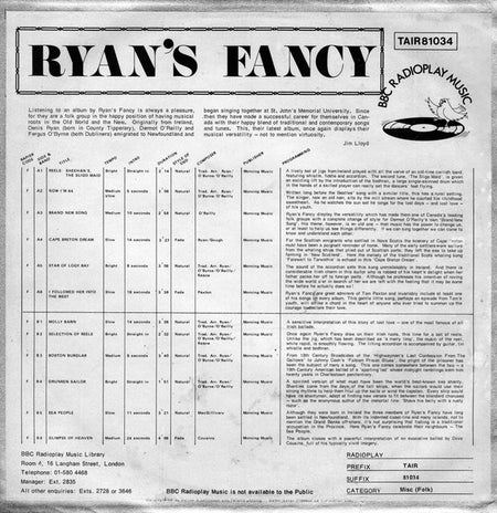 Ryan's Fancy : Ryan's Fancy (LP, Album)