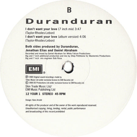 Duranduran* : I Don't Want Your Love (12", Single)