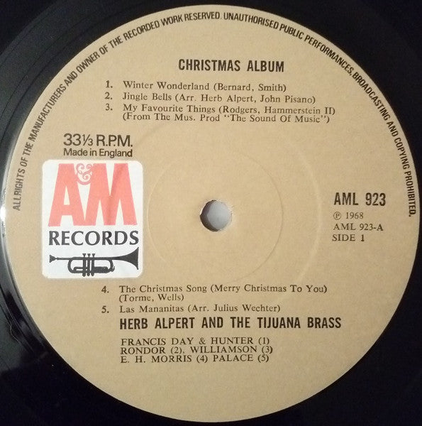 Herb Alpert & The Tijuana Brass : Christmas Album (LP, Album, Mono)