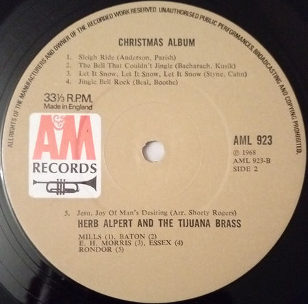 Herb Alpert & The Tijuana Brass : Christmas Album (LP, Album, Mono)