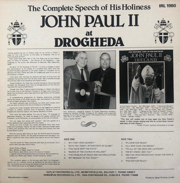 His Holiness Pope John Paul II : The Complete Speech Of His Holiness John Paul II At Drogheda (LP)