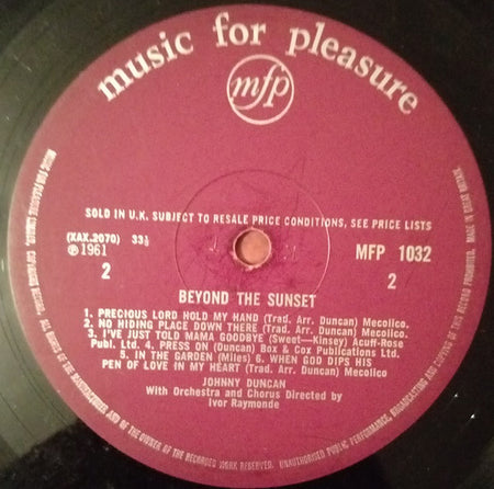Johnny Duncan (2) : Beyond The Sunset (LP, Mono, RE)