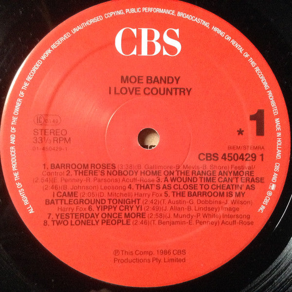 Moe Bandy : I Love Country (LP, Comp)
