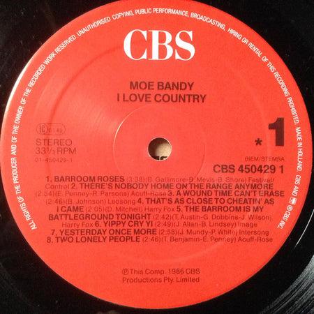 Moe Bandy : I Love Country (LP, Comp)