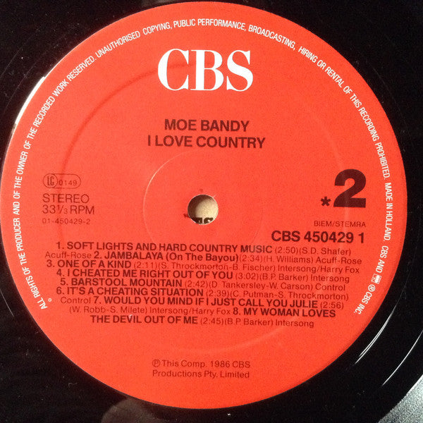 Moe Bandy : I Love Country (LP, Comp)
