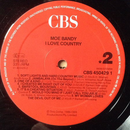 Moe Bandy : I Love Country (LP, Comp)