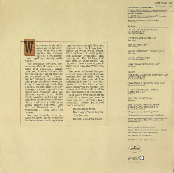The Statler Brothers : The Best Of The Statler Bros. Rides Again Volume II (LP, Comp)