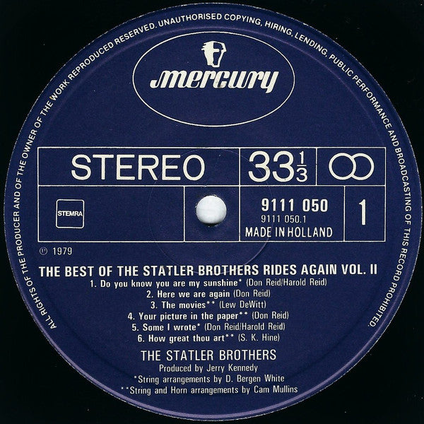 The Statler Brothers : The Best Of The Statler Bros. Rides Again Volume II (LP, Comp)