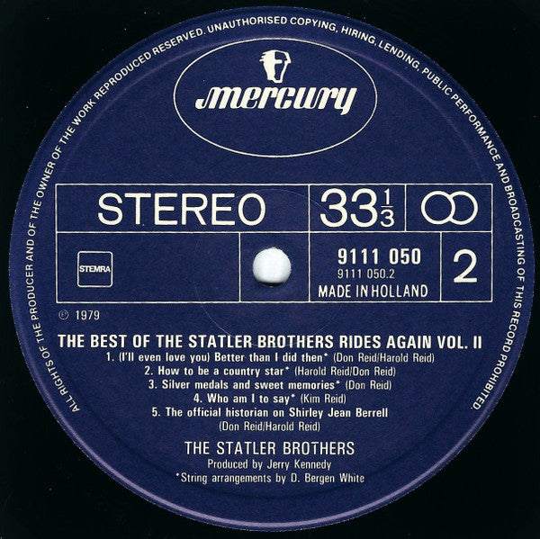 The Statler Brothers : The Best Of The Statler Bros. Rides Again Volume II (LP, Comp)