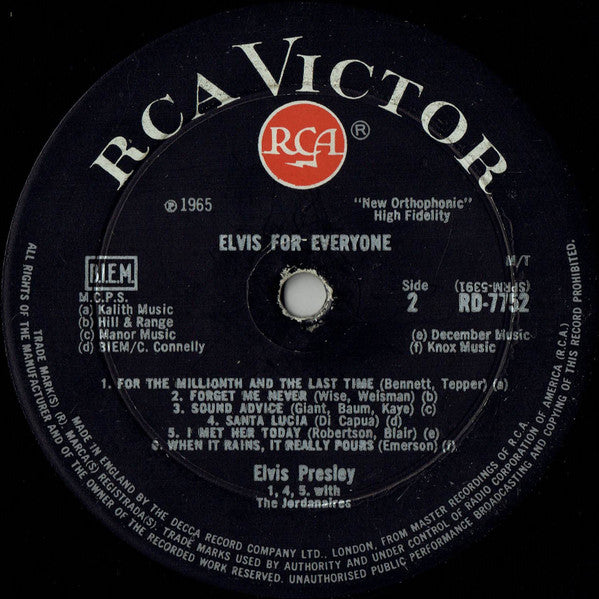 Elvis Presley : Elvis For Everyone (LP, Comp, Mono)