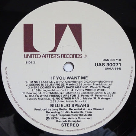 Billie Jo Spears : If You Want Me (LP, Album)