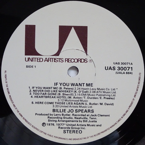 Billie Jo Spears : If You Want Me (LP, Album)