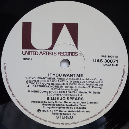 Billie Jo Spears : If You Want Me (LP, Album)